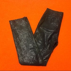 Lafayette 148 New York black shiny foil snakeskin mid-rise straight leg jeans